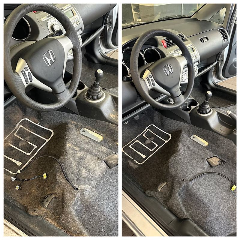 Innenreinigung Honda, vorher und nachher